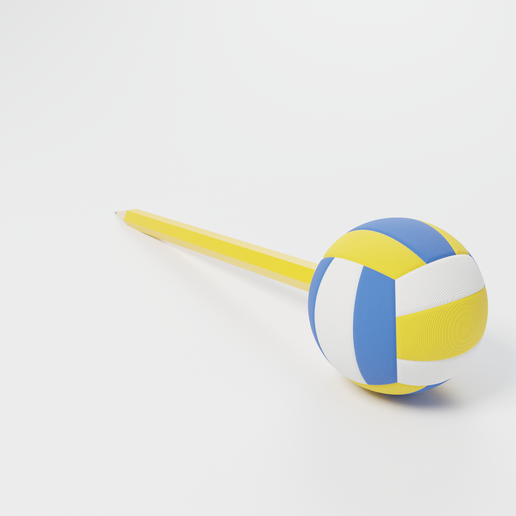 Volleyball Spinner Pencil Topper – Print-in-Place, No Supports