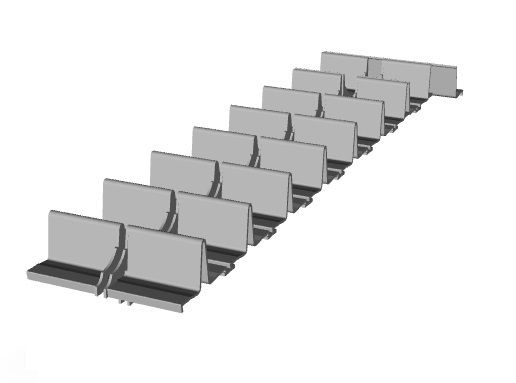 LSWR push pull vestibule coaches Seating for D25 coach 1/43 scale 3D model