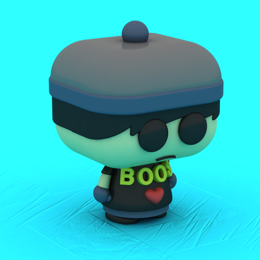 Cute 3D Cartoon Character Wearing Sunglasses and BOO Shirt