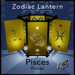 12-Pisces-Render.jpg Download STL file Zodiac Lantern - Pisces (Fishes) • 3D printable template, c47