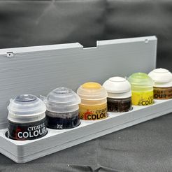 IMG_0320.jpeg Citadel Modular Paint Bottle Rack/Organizer/Holder - (6 Bottle) 32mm, Citadel, 32mm, Wall mount, Model paints, Art-tool, Paint rack, Paint jar holder, Paint storage organizer, Airbrush, Desk organizer, Wall rack, Miniatures, Tabletop Games