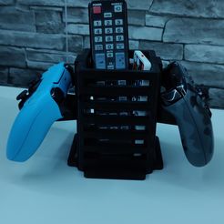 IMG20221225103930.jpg STL file Remote control holder + Xbox Series-PS5 controller holder・Design to download and 3D print
