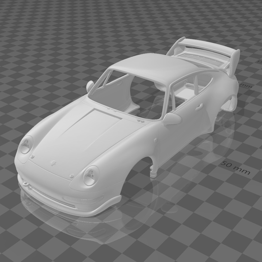 Porsche 911 (993) Carrera RS 1996 Shell Body – Divided Parts for Easy Printing