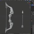 Bow and Arrow Wireframe.png Stylized Medieval Weapons Set Lowpoly PBR