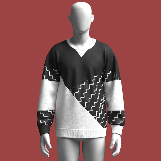 Men-Cut-And-Sew-Printed-Sweatshirt_6.png Hombres Cut And Sew Sudadera Impresa | Marvelous / Clo3d / obj / fbx