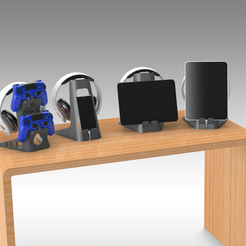 Untitled-765.png Файл STL Подставка для наушников, планшетного телефона и контроллера PS4 / PS5・Модель 3D-принтера для скачивания