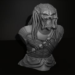 1.1.jpg STL file Predator Bust Figurine 3D Printing Assembly・Template to download and 3D print