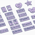 Dijes.png Charms for elastic for diaries, bookbinding, stationery, stationery pack 24 pcs.