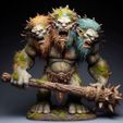 ZXC-16.jpg 673 Three-Headed Troll - 3D-Printed Fantasy Statue with Club, character, sculpture, statue, creature, low poly, collectible, wood, sword, base, warrior, wild, dog, dragon, dnd, cat, monster hunter, monster, totem, totemic