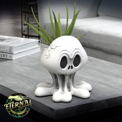 Oozey-The-Skull-Planter-Decoration-Eternal-RENDER-1.jpg 3D file OOZEY THE DRIPPING SKULL - PLANTER DECORATION - ETERNAL・3D printing design to download