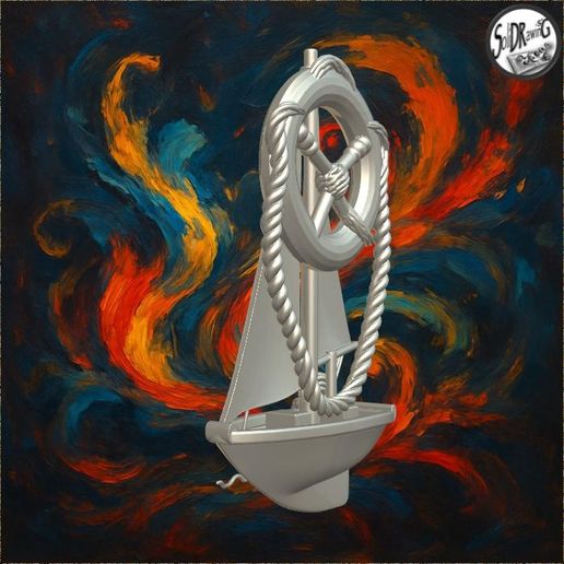 jpg_frame_03.jpg Nautical Decorative Lifesaver Ring Sailboat Illustration – SoliDRawinGs SG1931