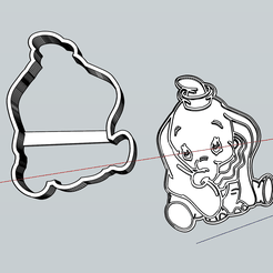 dumbo-1.png STL file Dumbo Disney cookie cutter embossed cake design decoration boy girl party baby cute・3D printer model to download