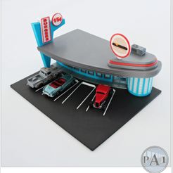 0010.jpg Файл STL Диорама закусочной 60-х годов для Hot Wheels / diecasts 1:64・3D-печать дизайна для загрузки