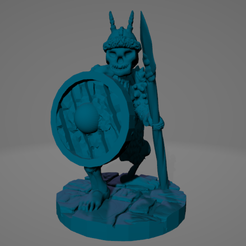 Spiky Helm Crouch Spear Shield Skeleton.png Download STL file Undead Northman Spear Warrior • 3D printer design, Ellie_Valkyrie