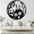 Pandas2x.png Panda Family in Bamboo Forest 2D Wall Art/Window Art