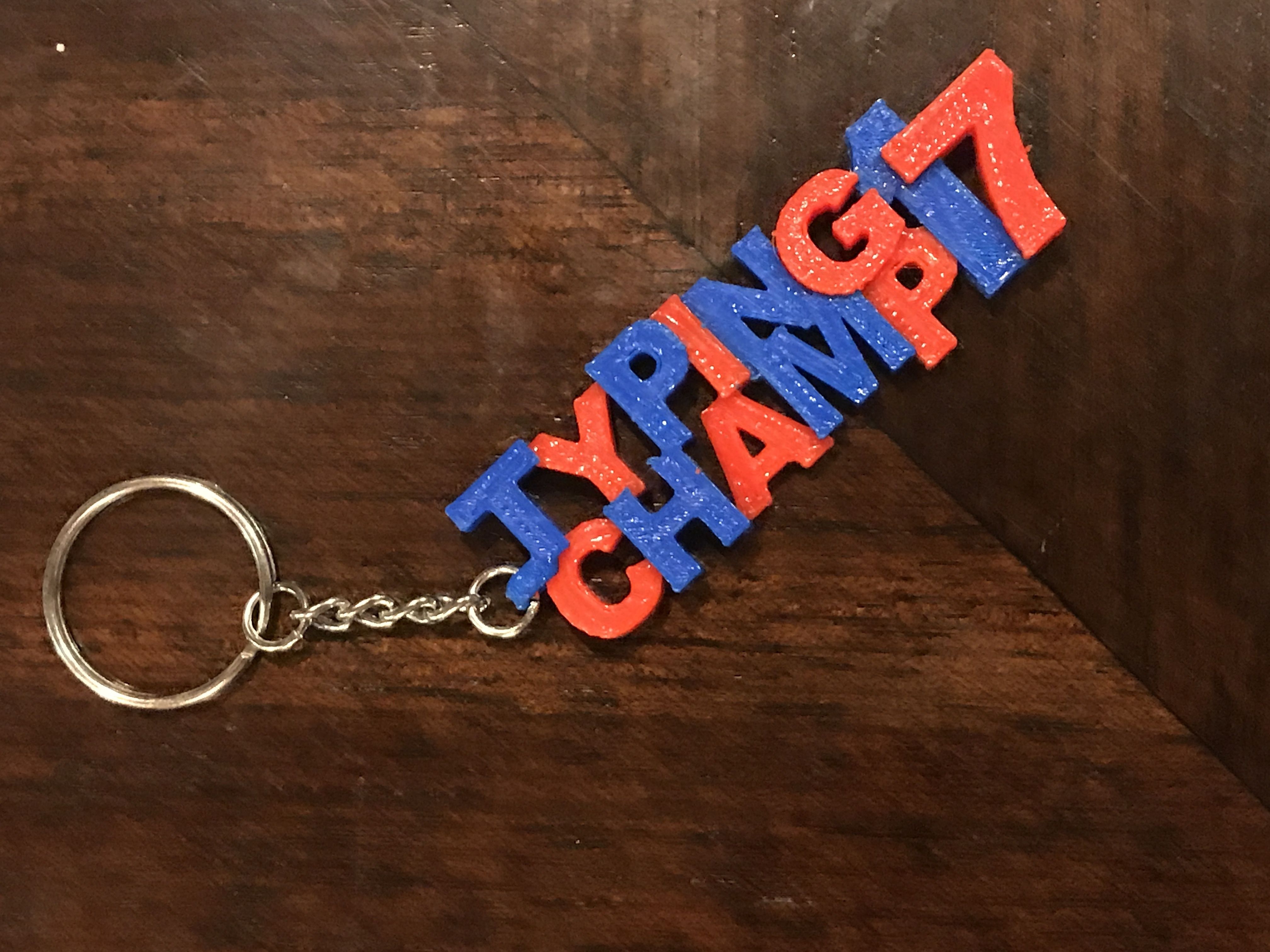 Download free STL file Two Color Typing Champ Keychain • 3D printing ...
