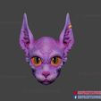 Sphynx_Cat_Mask_STL_3dprintmodel_04.jpg Sphynx Cat Mask Halloween Cosplay Helmet for 3D Print