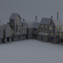 Town-district-1.jpg Fichier 3D Medieval Town District 28 MM Tabletop Terrain・Modèle imprimable en 3D à télécharger