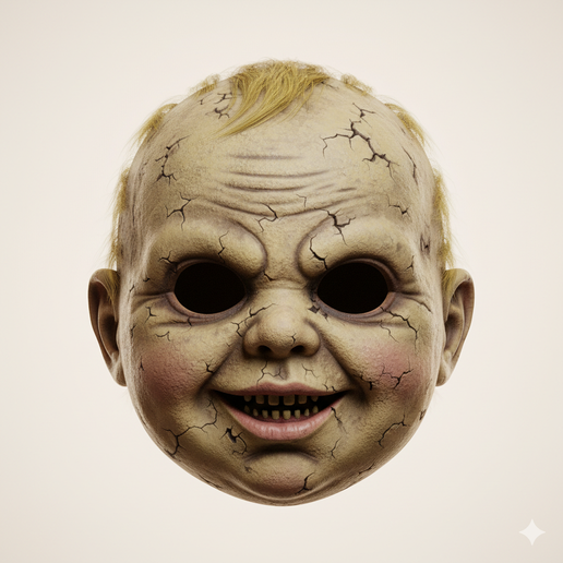 Creepy baby mask - Halloween, spooky, scary, horror, creepy, haunted, October 31, trick or treat, pumpkin, jack o’ lantern, jackolantern, ghost, skeleton, skull, zombie, witch, vampire, monster, mummy, Frankenstein 3D Model 3D model