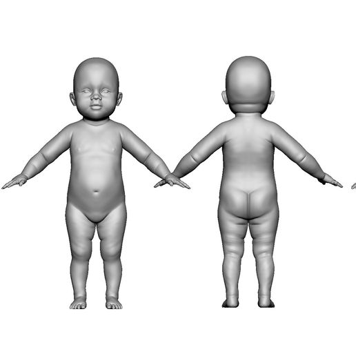 T_pose_baby_preview2.jpg Baby in T Pose Quad Mesh avec 5 niveaux de subdivision.