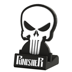 The-Punisher-Standphone-Front-v1.png STL file The Punisher Stand / Holder Phone or Tablet・3D printing model to download, Upcrid