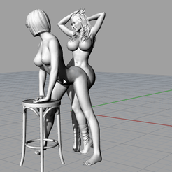 51345914_405850770176764_2001436652353880064_n.png Download STL file Lesbian Erotica Tribadism On A stool • Model to 3D print, KalamityKontact