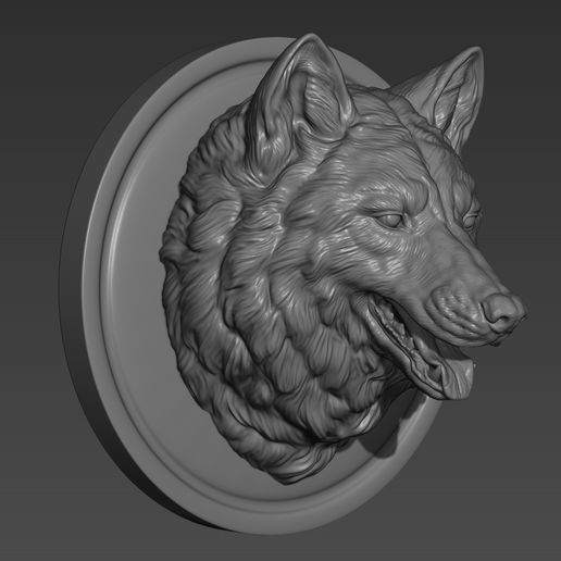 Wolf head with a mouth 3D model