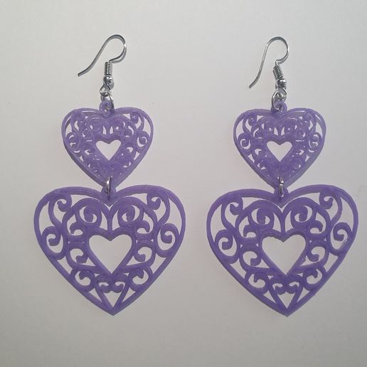 Earring Heart Duo 3D model