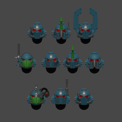 AL-helmets.png Fichier STL XX Casques Hydra Legion x11・Design imprimable en 3D à télécharger