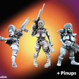 Pinups.png Space Opera - The Crew of the Armag (Monopose Heroic Scale + modular robots)