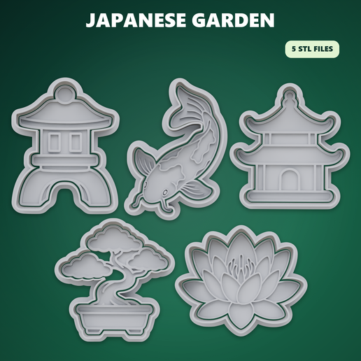Japanese Garden Cookie Cutter Kit STL – 3D Print Biscuit Mold Set