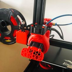 Ender 3, 3 V2, 3 pro, 3 max, dual 40mm axial fan hot end duct / fang. CR-10, Micro Swiss direct drive and bowden compatible. No support needed for printing