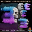 1.jpg Skull-Themed "E" Letter Keychain 3D Print File
