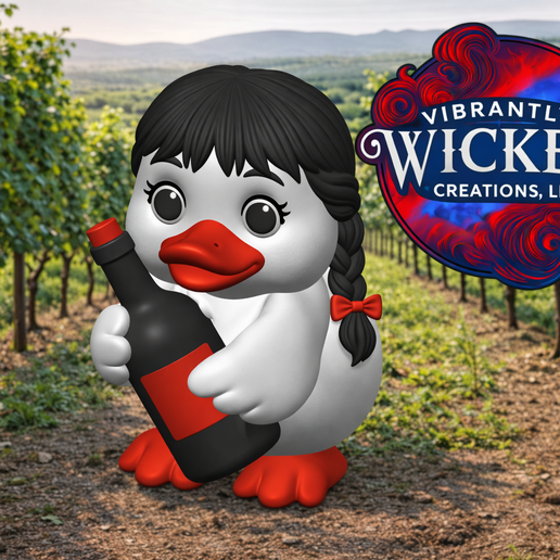Vineyard Sweetheart Duck -3D Printed Wine Lover Duck