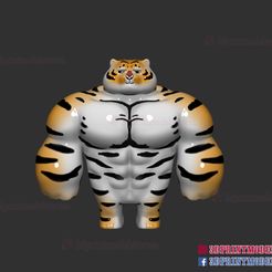 Tiger-muscle-meme-01.jpg Fichier 3D Tiger Muscle Meme - Cadeau mignon de Tigre Swole・Objet imprimable en 3D à télécharger