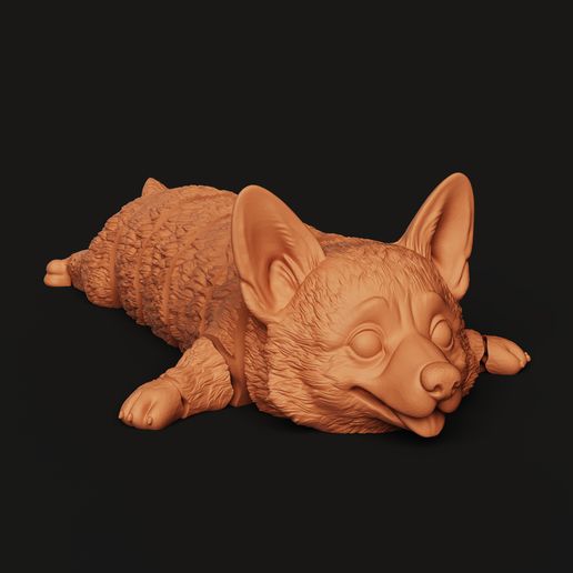 Articulated Flexi Corgi | Fidget Puppy Toy | Multicolor Dog Miniature | 3D Printed Flexi Pet