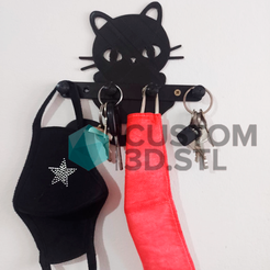 gatitooo.png STL file cat key holder / kitty key holder・3D printable model to download
