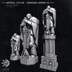 +++ IMPERIAL STATUE - HONOURED MARINE Vi +++ - RESIN PRINT - WMS Imperial Statue - Honored Marine 40k