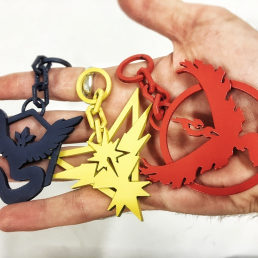 Pokemon Go Teams logo keyrings SLS REMIX 3D model