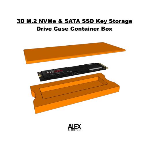 M.2 NVMe & SATA SSD Key Storage Drive Case Container Box 3D model