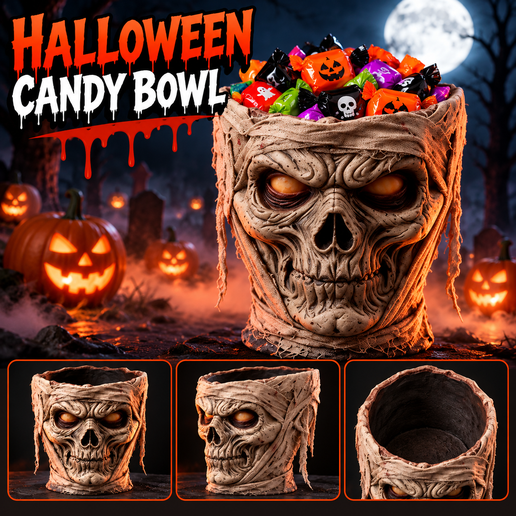Halloween Decor Props - Mummy Head Candy Dish