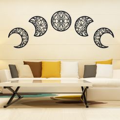 fases-lunares-MOCKUP.jpg Fichier STL Phases de la lune - Art mural・Modèle pour imprimante 3D à télécharger