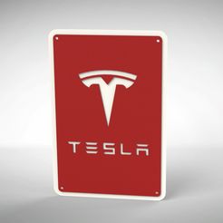 Untitled-784.jpg STL file Tesla Charging Parking Sign NOW WITH v2 LOGO・3D print design to download