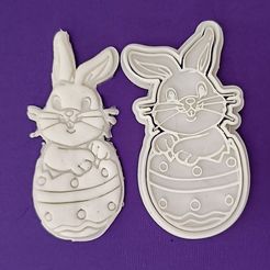 uskrsnji-zec-4.jpg Easter Bunny with Egg Cookie Cutter and Stamp Set STL Files - 3D Printable Design