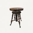 WoodPianoSwivelStool.jpg Elegant Wood Piano Swivel Stool with Claw Wood Feet