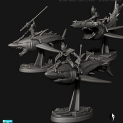 AtlanteanSeaElves_SharkRiders.png Archivo 3D Elfos marinos atlantes - Jinetes de tiburón / Tiburones ferales・Diseño de impresora 3D para descargar