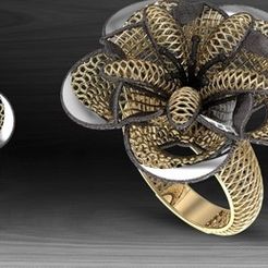 HSFZ-A-17.jpg STL file Gold Ring Pendant and Earrring・3D printable model to download