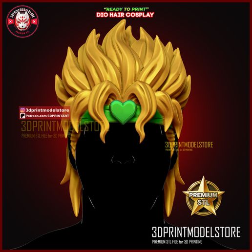 Jojo Bizarre Adventure Dio Hair for Cosplay STL - Halloween - Anime - Comic