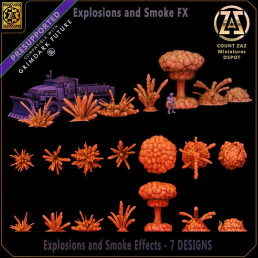🚬 Explosions and Smoke Tabletop Effects - NOW PRESUPPORTED・ STL File ...