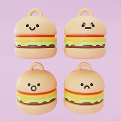 BURGER'S-KEYCHAIN.png STL file BURGER KEYCHAIN・Model to download and 3D print